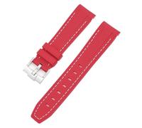GANYUU Para Swatch X Omega Moonswatch para Seamaster 300 interfaz curva hombres mujeres calidad reemplazar correa de reloj 20mm(Red white line)