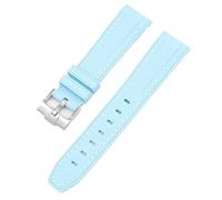 GANYUU Para Swatch X Omega Moonswatch para Seamaster 300 interfaz curva hombres mujeres calidad reemplazar correa de reloj 20mm(Baby blue white)