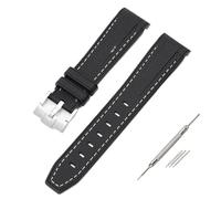 GANYUU Para Swatch X Omega Moonswatch para Seamaster 300 interfaz curva hombres mujeres calidad reemplazar correa de reloj 20mm(White line silver)