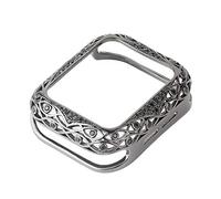 GANYUU Para ver la cubierta tallada de metal de lujo de lujo 38mm 40mm 42mm 44mm 41mm Caso protector de 45 mm 7/SE/6/5/4/3/2/1 Caja de reloj de diamante(Black,S10 46mm)