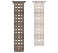 GANYUU Perforado transpirable para Apple Watch Ultra1/2 banda 42/44/45/49 mm, correa de 38/40/41 mm(Brown apricot,38/40/41MM)