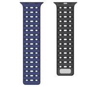 GANYUU Perforado transpirable para Apple Watch Ultra1/2 banda 42/44/45/49 mm, correa de 38/40/41 mm(Dark blue black,42/44/45/49mm)