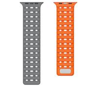 GANYUU Perforado transpirable para Apple Watch Ultra1/2 banda 42/44/45/49 mm, correa de 38/40/41 mm(Gray orange,42/44/45/49mm)