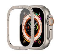 GANYUU Protector de pantalla de vidrio templado para Apple Watch Ultra 2 de 49 mm, antiarañazos, HD, película completa, parachoques de metal, accesorio para iWatch Ultra de 49 mm(Starlight B)