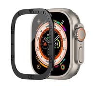GANYUU Protector de pantalla de vidrio templado para Apple Watch Ultra 2 de 49 mm, antiarañazos, HD, película completa, parachoques de metal, accesorio para iWatch Ultra de 49 mm(Black B)