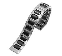 GANYUU Pulsera de cerámica para mujer y hombre, combinación de acero inoxidable, 12, 14, 15, 16, 18, 20, 22 mm, correa de reloj de pulsera de moda, 17mm, Ágata