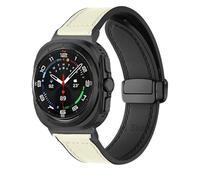 GANYUU Pulsera de silicona de cuero para Samsung Galaxy Watch Ultra 47mm banda magnética Correa deportiva para reloj ULTRA7 47mm sin espacios(Red Black)
