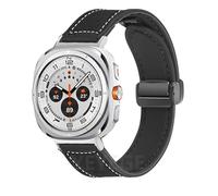 GANYUU Pulsera de silicona de cuero para Samsung Galaxy Watch Ultra 47mm banda magnética Correa deportiva para reloj ULTRA7 47mm sin espacios(Black Green)