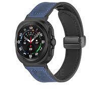 GANYUU Pulsera de silicona de cuero para Samsung Galaxy Watch Ultra 47mm banda magnética Correa deportiva para reloj ULTRA7 47mm sin espacios(GREEN BLUE)