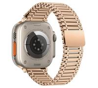 GANYUU Pulsera para Apple Watch Band 44mm 45 49 40 41 38 42mm correa de acero inoxidable para iWatch Series 10 9 8 SE 7 6 5 4 3(Rose Gold,42/44/45/49mm)