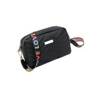 GANYUU Rilibegan - Bolsa bordada para cámara, material de poliuretano, casual, pequeña, cuadrada, versátil, con correa de hombro impresa, Black, Talla única