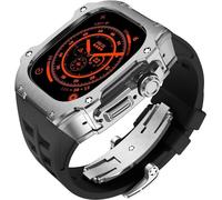 GANYUU RM Style - Caja de reloj de acero inoxidable + correa de goma deportiva para hombre y mujer, kit de modificación para Apple Watch Ultra de 49 mm, kit de modificación de repuesto para reloj de