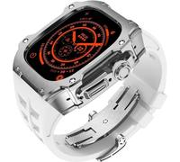 GANYUU RM Style - Caja de reloj de acero inoxidable + correa de goma deportiva para hombre y mujer, kit de modificación para Apple Watch Ultra de 49 mm, kit de modificación de repuesto para reloj de