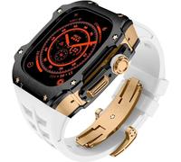 GANYUU RM Style - Caja de reloj de acero inoxidable + correa de goma deportiva para hombre y mujer, kit de modificación para Apple Watch Ultra de 49 mm, kit de modificación de repuesto para reloj de