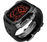 GANYUU RM Style - Caja de reloj de acero inoxidable + correa de goma deportiva para hombre y mujer, kit de modificación para Apple Watch Ultra de 49 mm, kit de modificación de repuesto para reloj de