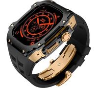 GANYUU RM Style - Caja de reloj de acero inoxidable + correa de goma deportiva para hombre y mujer, kit de modificación para Apple Watch Ultra de 49 mm, kit de modificación de repuesto para reloj de