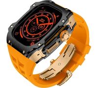 GANYUU RM Style - Caja de reloj de acero inoxidable + correa de goma deportiva para hombre y mujer, kit de modificación para Apple Watch Ultra de 49 mm, kit de modificación de repuesto para reloj de