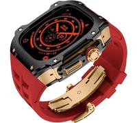 GANYUU RM Style - Caja de reloj de acero inoxidable + correa de goma deportiva para hombre y mujer, kit de modificación para Apple Watch Ultra de 49 mm, kit de modificación de repuesto para reloj de