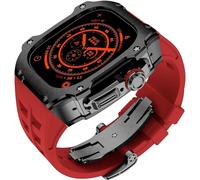 GANYUU RM Style - Caja de reloj de acero inoxidable + correa de goma deportiva para hombre y mujer, kit de modificación para Apple Watch Ultra de 49 mm, kit de modificación de repuesto para reloj de