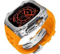 GANYUU RM Style - Caja de reloj de acero inoxidable + correa de goma deportiva para hombre y mujer, kit de modificación para Apple Watch Ultra de 49 mm, kit de modificación de repuesto para reloj de