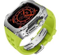 GANYUU RM Style - Caja de reloj de acero inoxidable + correa de goma deportiva para hombre y mujer, kit de modificación para Apple Watch Ultra de 49 mm, kit de modificación de repuesto para reloj de