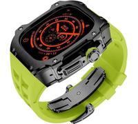 GANYUU RM Style - Caja de reloj de acero inoxidable + correa de goma deportiva para hombre y mujer, kit de modificación para Apple Watch Ultra de 49 mm, kit de modificación de repuesto para reloj de