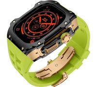 GANYUU RM Style - Caja de reloj de acero inoxidable + correa de goma deportiva para hombre y mujer, kit de modificación para Apple Watch Ultra de 49 mm, kit de modificación de repuesto para reloj de