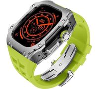 GANYUU RM Style - Caja de reloj de acero inoxidable + correa de goma deportiva para hombre y mujer, kit de modificación para Apple Watch Ultra de 49 mm, kit de modificación de repuesto para reloj de