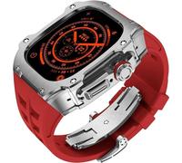 GANYUU RM Style - Caja de reloj de acero inoxidable + correa de goma deportiva para hombre y mujer, kit de modificación para Apple Watch Ultra de 49 mm, kit de modificación de repuesto para reloj de