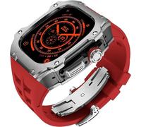 GANYUU RM Style - Caja de reloj de acero inoxidable + correa de goma deportiva para hombre y mujer, kit de modificación para Apple Watch Ultra de 49 mm, kit de modificación de repuesto para reloj de