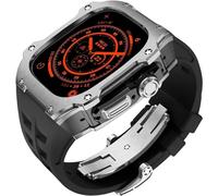 GANYUU RM Style - Caja de reloj de acero inoxidable + correa de goma deportiva para hombre y mujer, kit de modificación para Apple Watch Ultra de 49 mm, kit de modificación de repuesto para reloj de