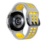 GANYUU Silicone Band For Samsung Watch 4 5 6 44mm 40mm classic 47mm 46mm 43mm 42mm Sport Bracelet for Galaxy Watch 5 pro 45mm strap(Gray yellow)