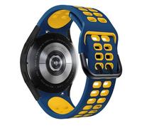 GANYUU Silicone Band For Samsung Watch 4 5 6 44mm 40mm classic 47mm 46mm 43mm 42mm Sport Bracelet for Galaxy Watch 5 pro 45mm strap(Dark blule yellow)