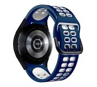 GANYUU Silicone Band For Samsung Watch 4 5 6 44mm 40mm classic 47mm 46mm 43mm 42mm Sport Bracelet for Galaxy Watch 5 pro 45mm strap(Dark blue white)