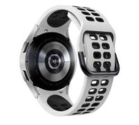 GANYUU Silicone Band For Samsung Watch 4 5 6 44mm 40mm classic 47mm 46mm 43mm 42mm Sport Bracelet for Galaxy Watch 5 pro 45mm strap(White black)