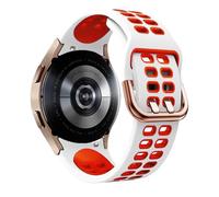 GANYUU Silicone Band For Samsung Watch 4 5 6 44mm 40mm classic 47mm 46mm 43mm 42mm Sport Bracelet for Galaxy Watch 5 pro 45mm strap(White red)
