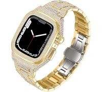 GANYUU Stwgoyty - Caja de reloj de diamantes + kit de modificación de correa de reloj de metal, para Apple Watch 8, 7, 6, 5, 4, SE, correa de negocios de moda para mujer, mujer, niña, serie de relojes