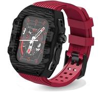 GANYUU Ultra - Correa de reloj de goma de flúor de 49 mm + caja de fibra de carbono, kit de modificación de fibra de carbono, para Apple Watch 8, 7, 6, 5, 4, SE, de 45 mm, 44 mm, correa de repuesto