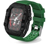 GANYUU Ultra - Correa de reloj de goma de flúor de 49 mm + caja de fibra de carbono, kit de modificación de fibra de carbono, para Apple Watch 8, 7, 6, 5, 4, SE, de 45 mm, 44 mm, correa de repuesto