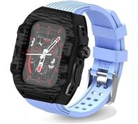 GANYUU Ultra - Correa de reloj de goma de flúor de 49 mm + caja de fibra de carbono, kit de modificación de fibra de carbono, para Apple Watch 8, 7, 6, 5, 4, SE, de 45 mm, 44 mm, correa de repuesto