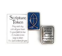 Ganz Sagrada Escritura Amuleto de bolsillo de doble cara con tarjeta de historia (Filipenses 4:13)