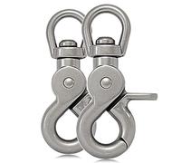 Ganzoo 2X mosquetón de Tijera con articulación giratoria 360 Grados, Gancho con Cierre de gatillo y Ojo Giratorio Soldado, Acero aleado, Plata Mate, 61 mm, 32 g Apertura 13x12 mm Ojal 12x11 mm