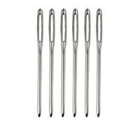 Ganzoo Agujas de Bordado Sencillo y zurcido 6 uds, Acero Cromado en Plata, Punta Roma para guiado controlado, Ojo Extra Grande 16 x 2 mm, Longitud 69 mm, para Remiendo de Prendas y Textiles