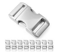 Ganzoo Alumaxx - Juego de 8 cierres de clip de metal para pulseras Paracord, collares de perro, mochila, niquelado brillante, color plateado, plata, 3/8"