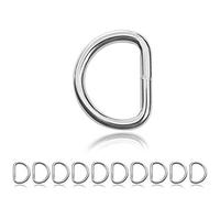 Ganzoo anillo en D acero inoxidable, soldado y resistente, 4 mm de espesor, plateado tipo cromo, 30x23 mm exterior 22x15 mm interior, uso con paracord 550 en collares, sujeciones, 10 unidades