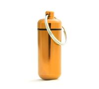 Ganzoo cápsula pastillero mini impermeable para llavero, aluminio robusto amarillo/naranja, tapa de rosca con junta de goma, altura 45 mm, diametro exterior 17 mm interior 15 mm, anilla 25 mm, 10 g