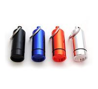 Ganzoo cápsula pastillero mini para llavero, juego 4 unidades impermeables con tapa de tornillo y junta de goma, guarda objetos pequeños, aluminio, 55 mm, Ø 20 mm exterior, Ø 17 mm interior, 18 g