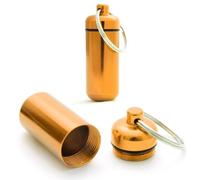Ganzoo capsulas llavero juego de 2, caja estanca de aluminio con rosca y junta de goma para guardar medicacion y piezas pequenas, 45 mm de altura, diametro ext 17 mm int 15 mm, 10 g, amarillo/naranja