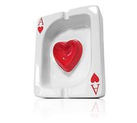 Ganzoo cenicero de sobremesa con diseño de carta de póquer As de corazones, para ceniza y colillas, accesorio para fumadores, ambiente casino para poker night y juegos de mesa y sala de ocio