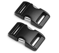 Ganzoo cierre metalico de clic Alumaxx negro mate, set 2, 1" 25mm, hebilla para cinta y paracord, pulseras, collares para perro, mochila, correas, casco bicicleta y accesorios viaje